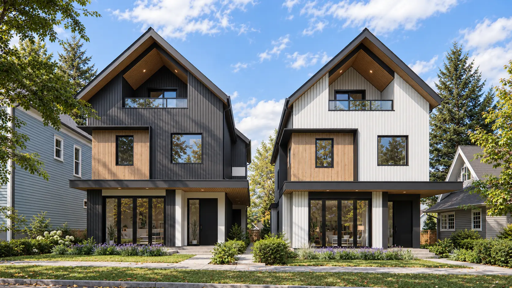 Twin gable duplex homes designed and built in Vancouver by VictorEric